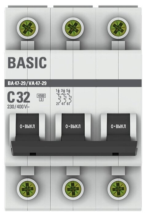 Автоматический выключатель EKF 3P 32А (C) 4,5kA ВА 47-29 EKF Basic 2 штуки - фотография № 2