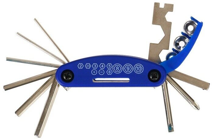 Мультиключ Dream Bike, 15 функций, сталь/пластик, цвет синий
