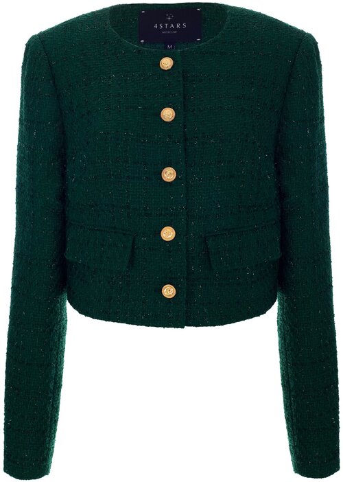 Пиджак 4STARS, укороченный, размер M, зеленый