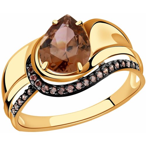 фото Золотое кольцо александра с ситаллом цвета родолит и фианитом кл3610-86ск-си diamant-online