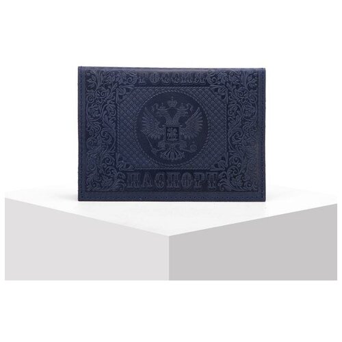 Обложка для паспорта  RECOM, натуральная кожа, синий