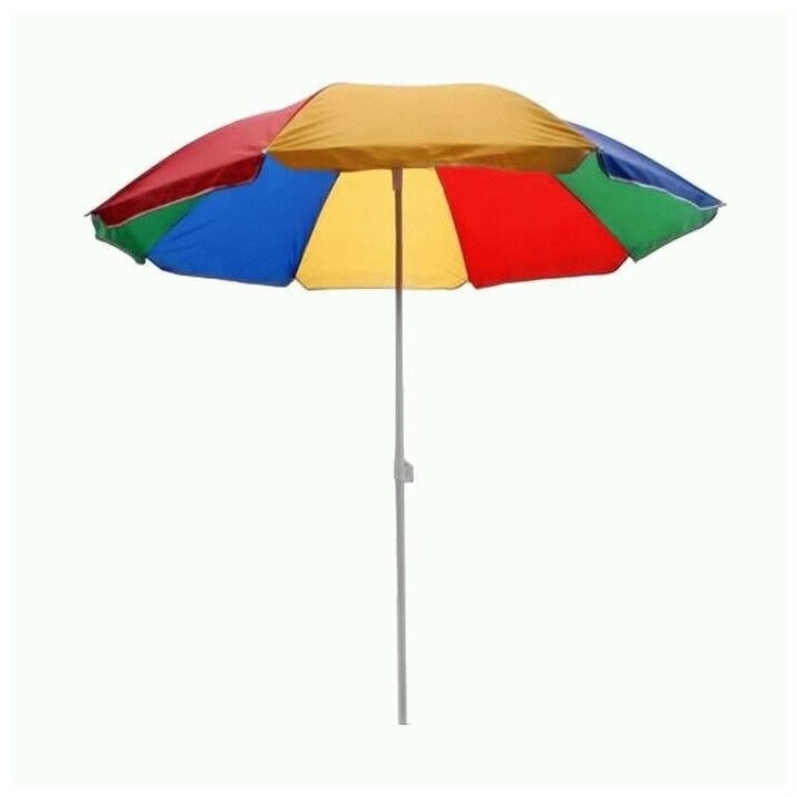 Зонт Пляжный D=160/H=170См, + Стойка 16/19Мм, Полиэстер 170T, Разноцветный, С Напылением, Eurica (арт. 681660) - фотография № 1