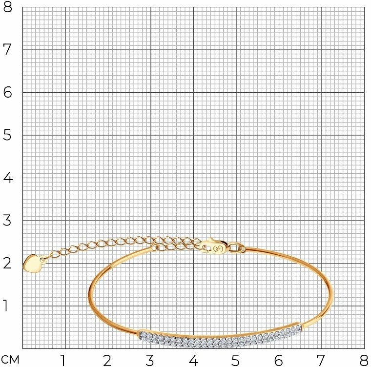 Браслет жёсткий SOKOLOV из золота с фианитами 050876, размер 17.5 см - фотография № 3