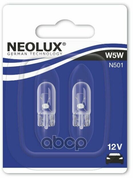Лампа 12v W5w 5w W2,1x9,5d Neolux Standart 2 Шт. Блистер N501-02b Neolux арт. N501-02B