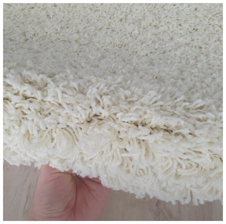 Ковер с высоким ворсом Carpet World "Shaggy", полипропилен, микрофибра, белый 1.20x4.00м - фотография № 6