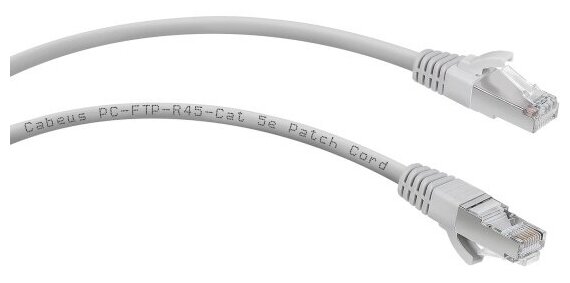 Патч-корд CABEUS F/UTP PC-FTP-RJ45-Cat.5e-0.3m категория 5е 2xRJ45/8p8c экранированный серый PVC 0.3м PC-FTP-RJ45-Cat.5e-0.3m