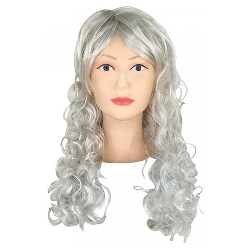 серебристо серый синтетический светлый длинный кудрявый парик для косплея высокотемпературные безклеевые парики beautytown Парик карнавальный длинный кудрявый 60см цвет пепельный