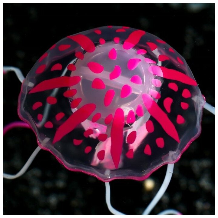 Декор для аквариума"Медуза" силиконовая, с неоновым эффектом, 5 х 5 х 15 см, розовая 7108867 . - фотография № 4