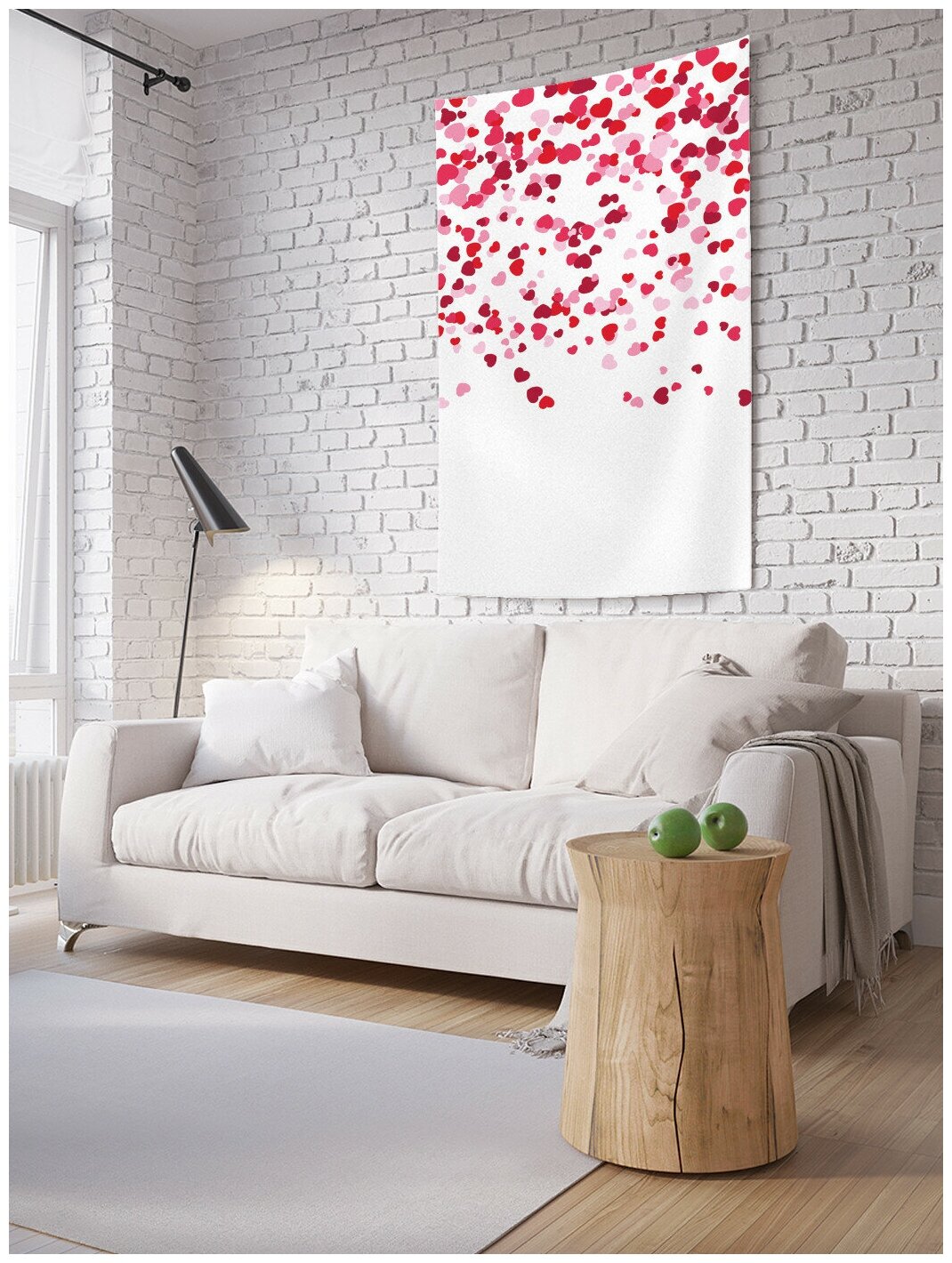 Вертикальное фотопанно на стену JoyArty "Дождь из сердец", из ткани, 150х200 см