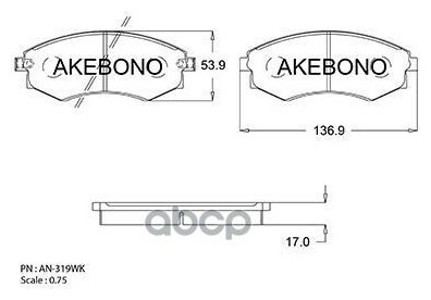 Колодки Тормозные Япония M11#C23#W30 Sonata '94- F {58101-34a1058101-34a20} Akebono арт. AN-319WK