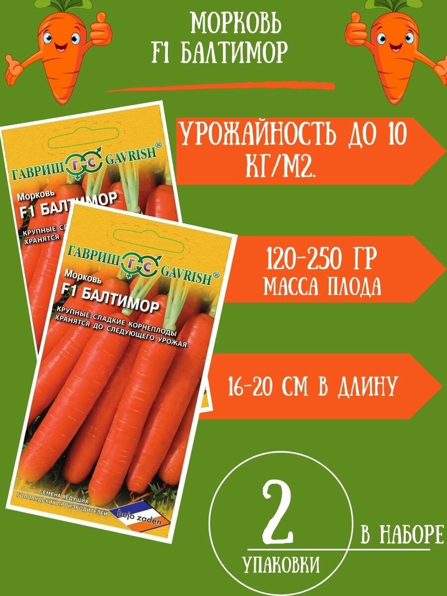 Морковь Балтимор F1 150 семян 2 упаковки