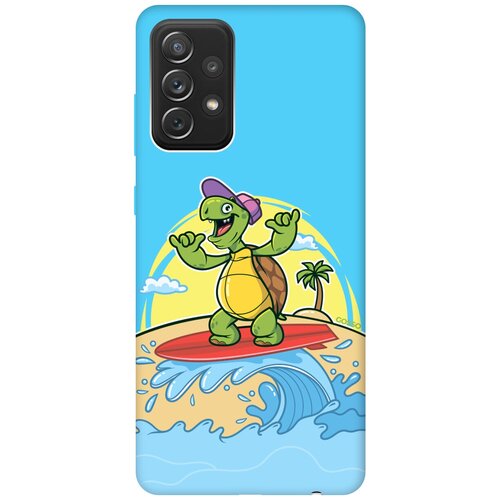 Силиконовая чехол-накладка Silky Touch для Samsung Galaxy A72 с принтом Turtle Surfer голубая силиконовая чехол накладка silky touch для huawei p40 lite с принтом turtle surfer голубая