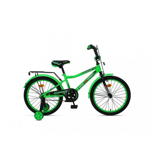 фото Детский велосипед maxxpro onix 20 зелёно-чёрный с боковыми колесами