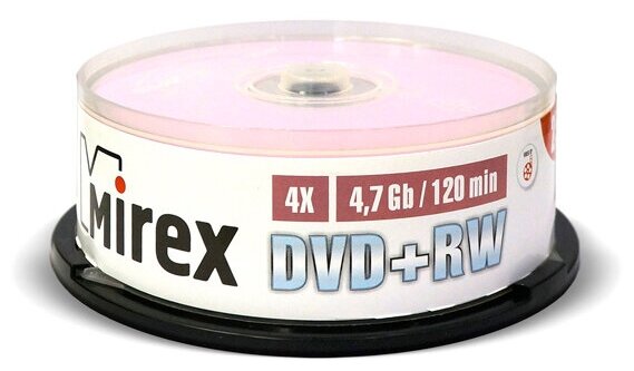 Диск DVD+RW Mirex 4.7 Gb 4x Cake Box (25) (25/300)