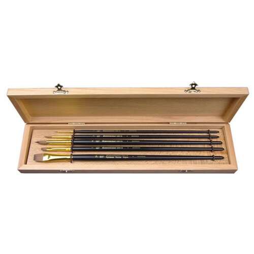 фото Кисть roubloff набор кистей set-4 roubloff, колонок, ассорти, 5шт., в деревянной шкатулке