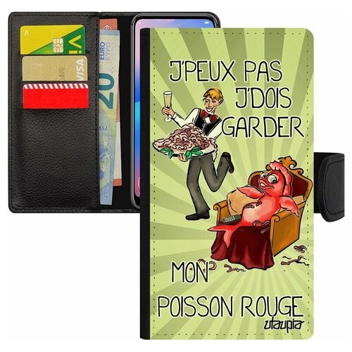 фото Чехол книжка для мобильного apple iphone 8 plus, "не могу - у меня красная рыбка!" юмор utaupia