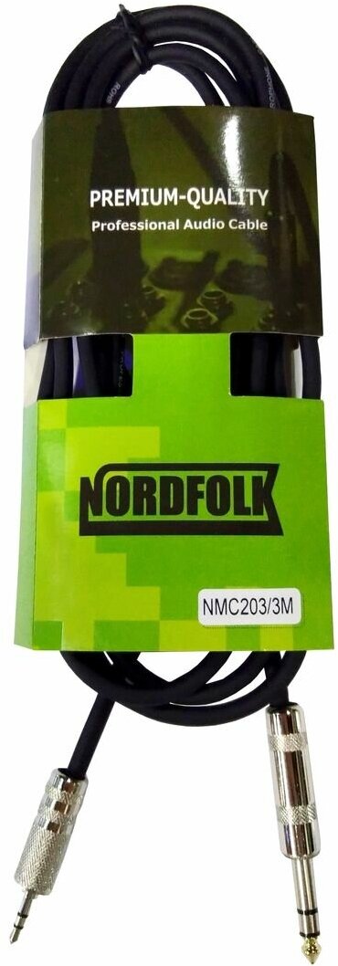 NordFolk NMC203/3M кабель 3,5 мм Minijack stereo 6.3 мм jack stereo, металл разъёмы, 3м.
