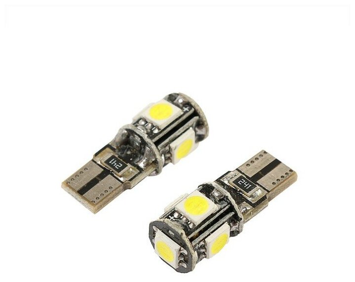 Автолампа светодиодная Cartage T10 W5W 12 В 5 SMD-5050 набор 2 шт