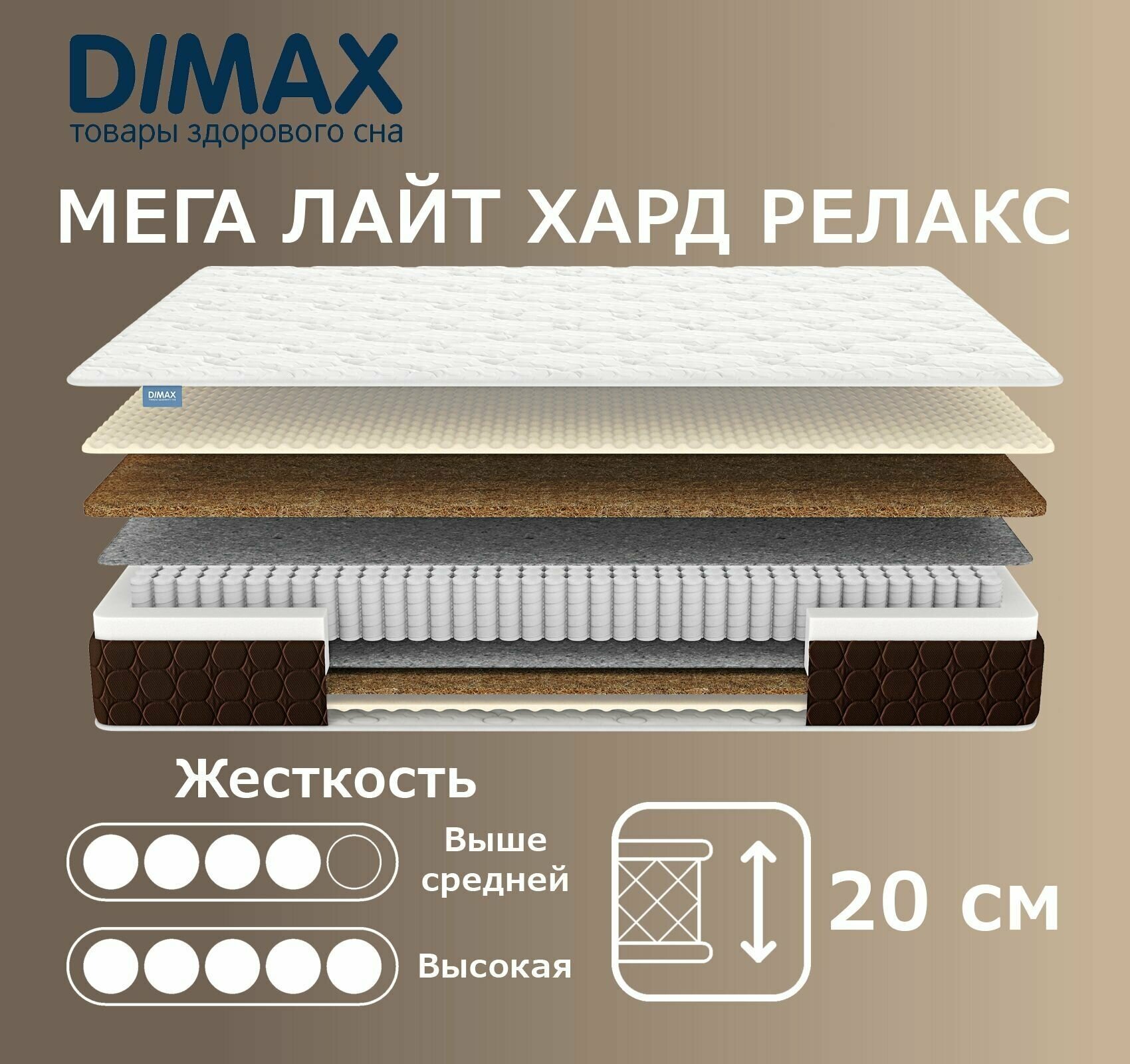 Матрас Dimax Мега Лайт Хард Релакс 80х200 см