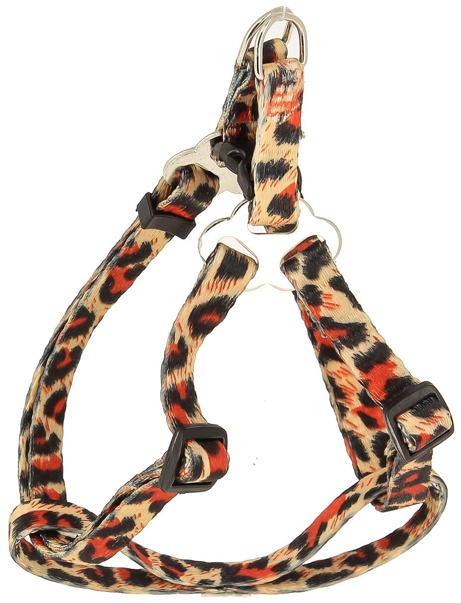 Комплект шлейка с поводком для собак и кошек Каскад Synthetic нейлон леопард 10 мм 120 см 20 – 40 см (1 шт) - фотография № 1