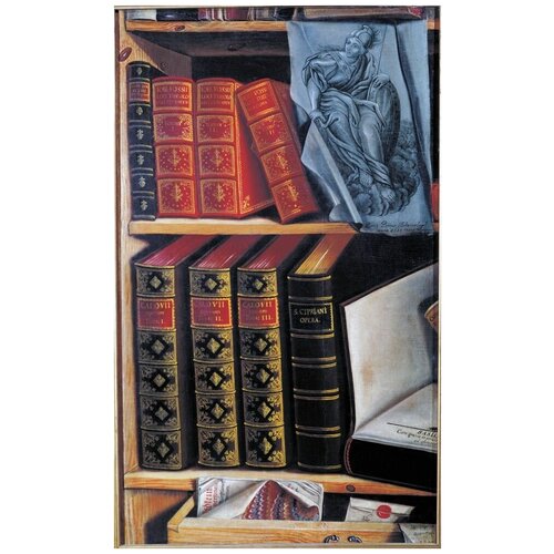 Репродукция на холсте Натюрморт с книгами (Still life with books) Богомолов Петр 30см. x 50см.