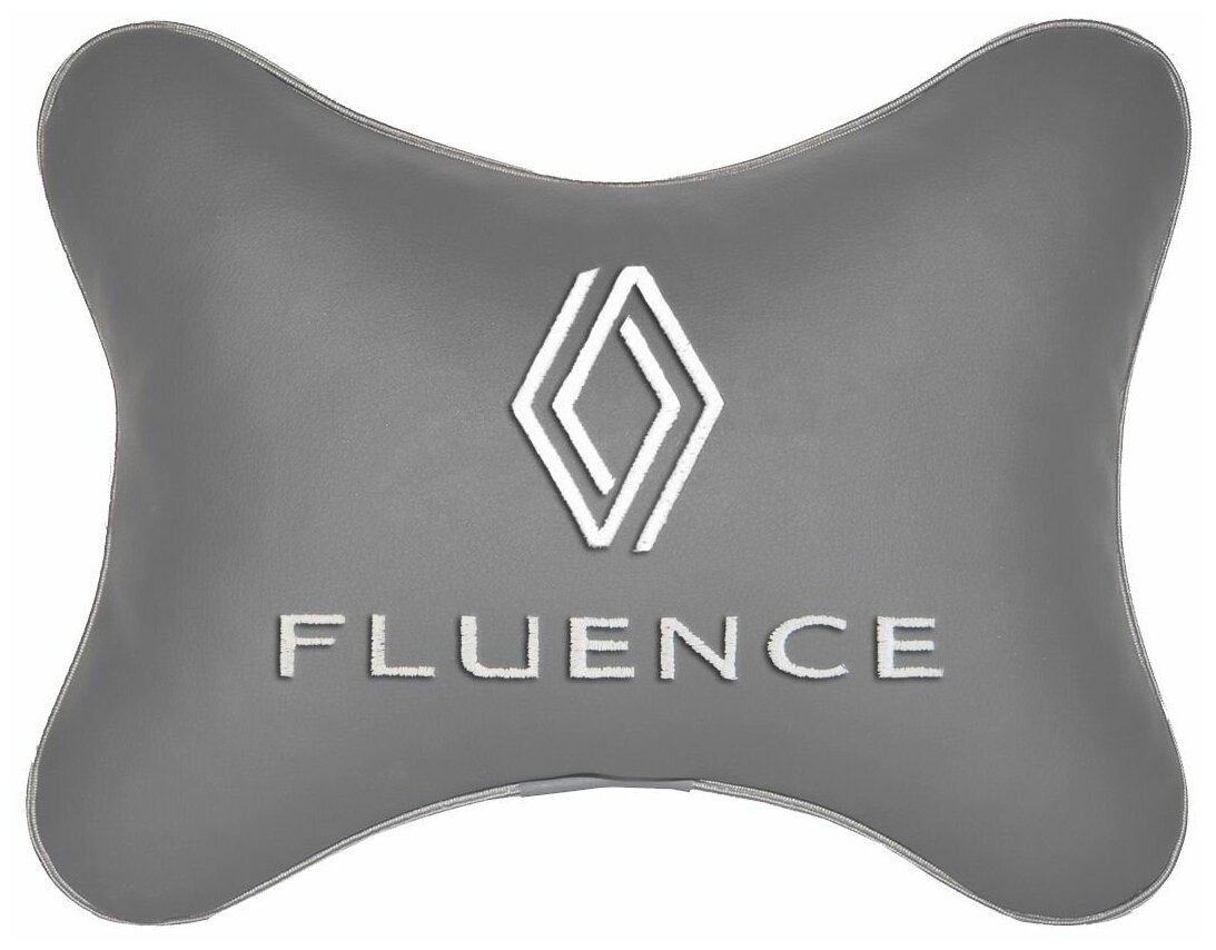 Автомобильная подушка на подголовник экокожа L.Grey с логотипом автомобиля RENAULT FLUENCE