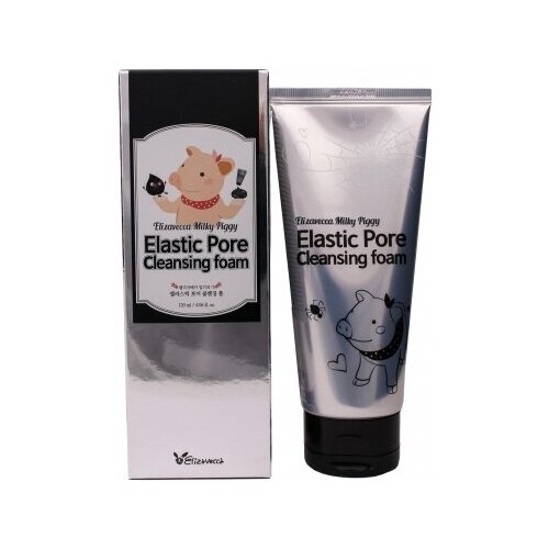 Elizavecca Пенка для умывания Milky Piggy Elastic Pore Cleansing Foam, с древесным углем, очищающая, против черных точек, 120 мл