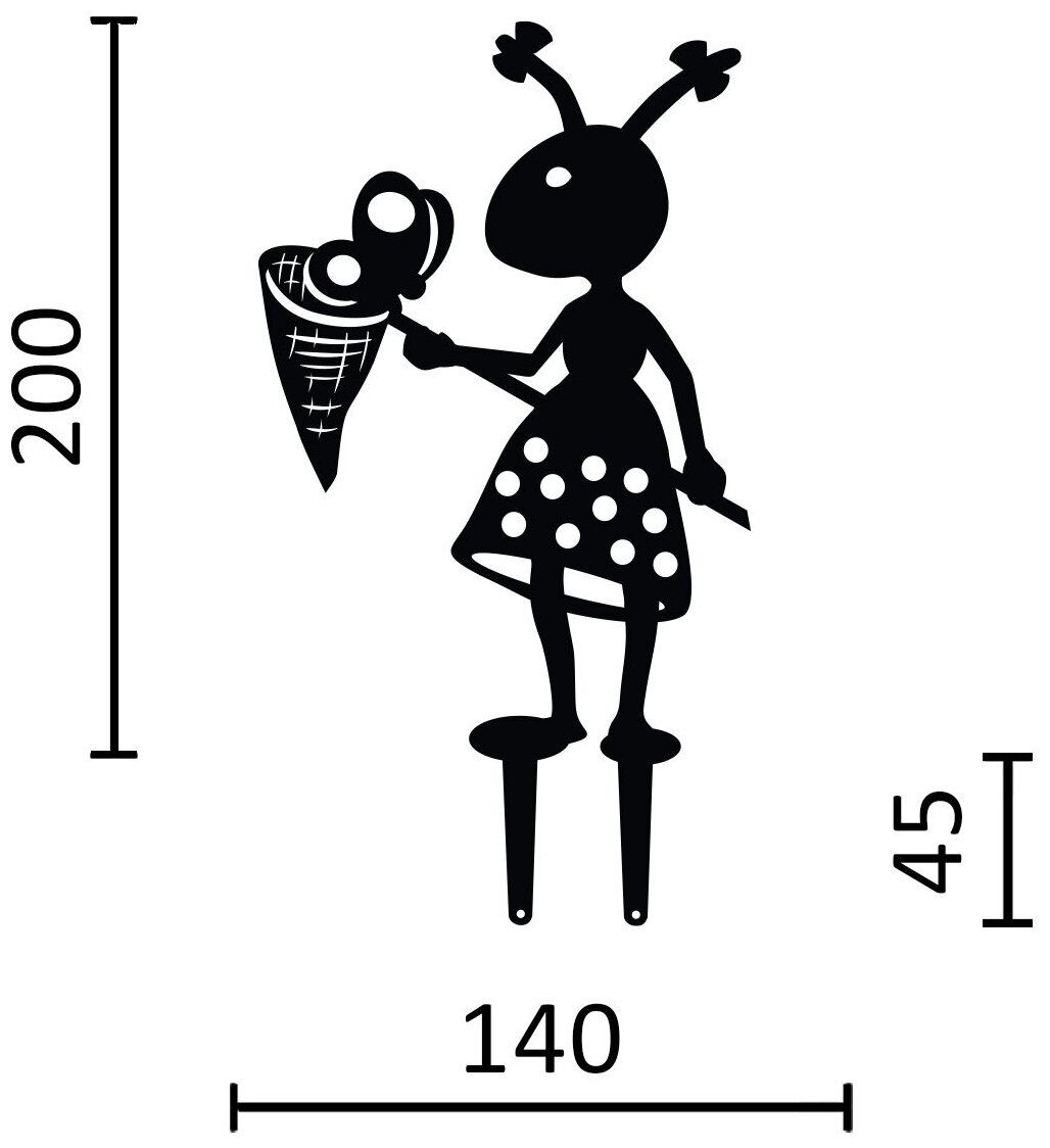 Фигурка садовая металлическая Муравей 20 см С сачком - фигурки для цветочных горшков - садовый декор LifeSteel - фотография № 4