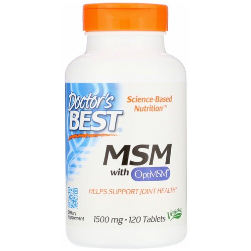 Doctor's Best - MSM with OptiMSM 1500 мг (120 таблеток) - метилсульфонилметан (МСМ) для поддержки здоровья суставов
