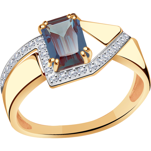 Кольцо Diamant online, золото, 585 проба, бриллиант, александрит, размер 18
