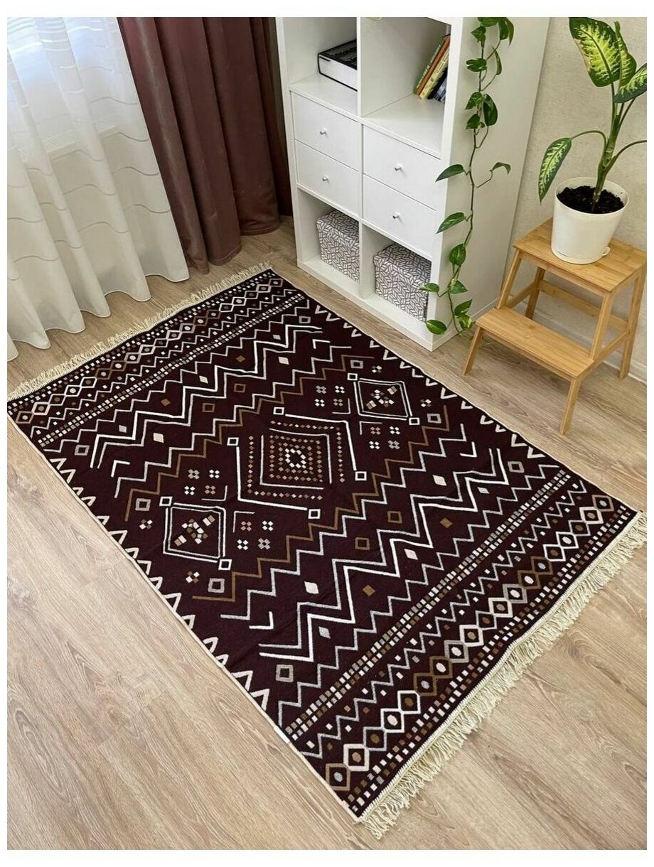 Ковер комнатный хлопковый килим 120×180 - фотография № 7