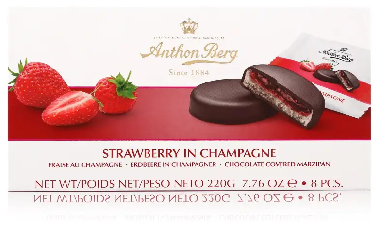 Конфеты шоколадные Anthon Berg с марципаном "Клубника в шампанском" 220 г
