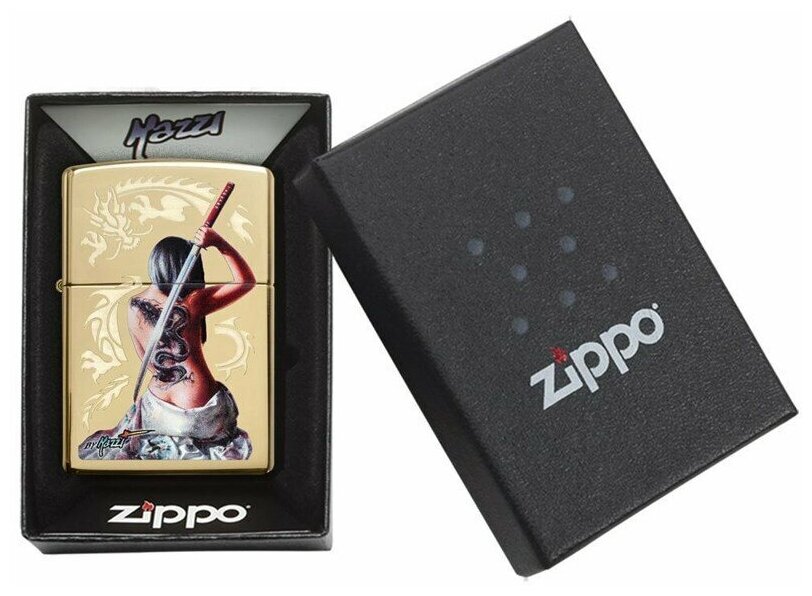 Зажигалка Zippo Mazzi® с покрытием High Polish Brass, 29668 бензиновая - фотография № 4