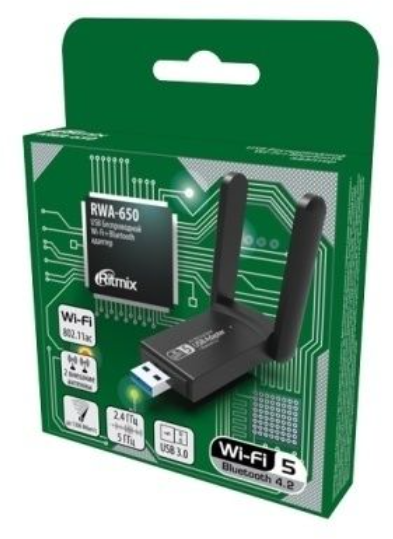 Wi-Fi / bluetooth адаптер RITMIX RWA-650 USB черный