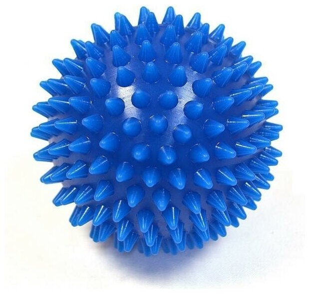 Массажный мячик Ежик, диаметр 75мм, синий, шарик для занятия физкультурой и массажа. - фотография № 6