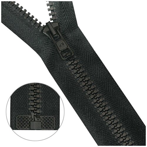 фото Молния трактор тип 10 (6мм) 1 замок 70см без бирки упак (25 шт) arta (077 черный) 25 шт