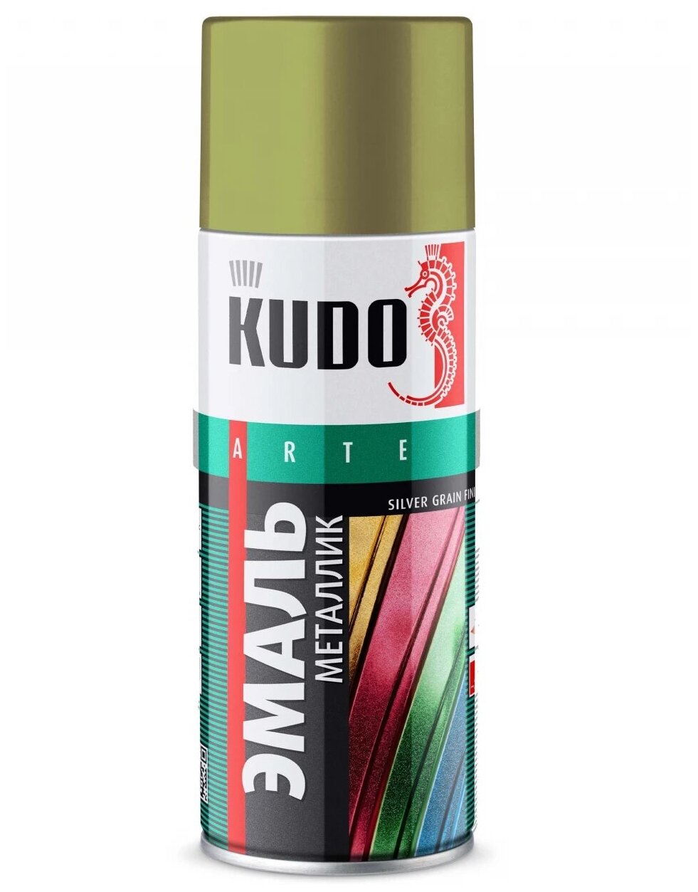 Эмаль KUDO универсальная металлик Silver grain finish, зеленая олива, глянцевая, 520 мл, 1 шт. - фотография № 2