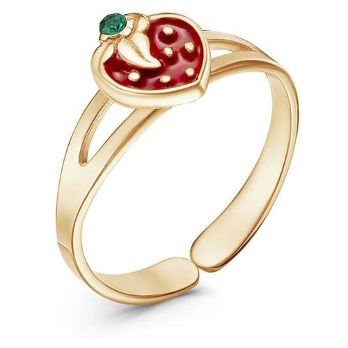 фото Кольцо детское "клубничка" позолота, цвет красно-зелёный, безразмерное mikimarket