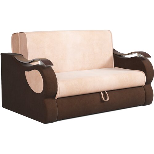 Диван аккордеон Капля 160 велюр беж и коричневый