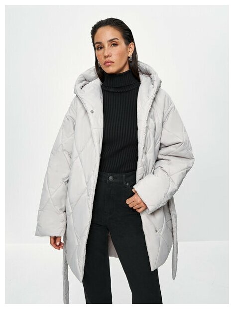 Zarina Стеганое пальто цвет Молочный размер L (RU 48)