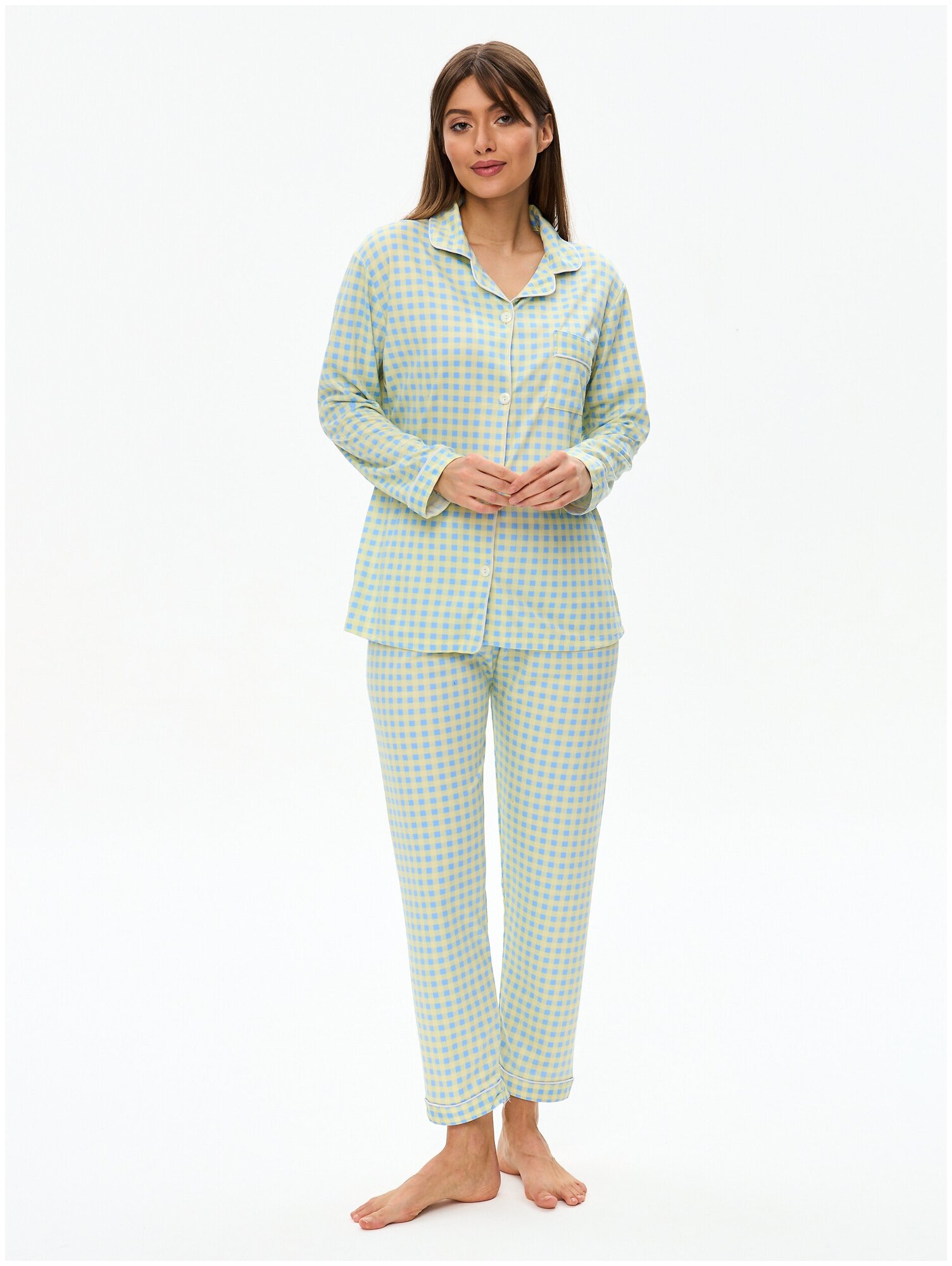 Пижама женская с брюками хлопок , домашняя одежда женская. 42/M размер - фотография № 3