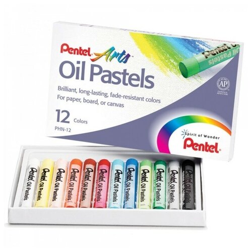 Pentel Пастель масляная, 12 цветов, Pentel, 8/60мм, в картоне