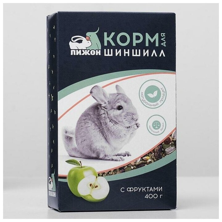 Корм "Пижон" для шиншилл, с фруктами, 400 г 5177386