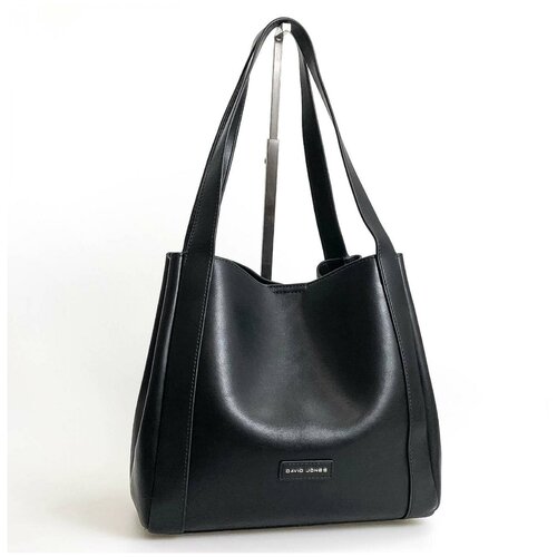 Сумка колье DAVID JONES 9009 black, фактура гладкая, черный