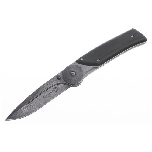 складной нож щука дамасская сталь черный граб Складной нож НСК Байкер-1, дамасская сталь, рукоять граб