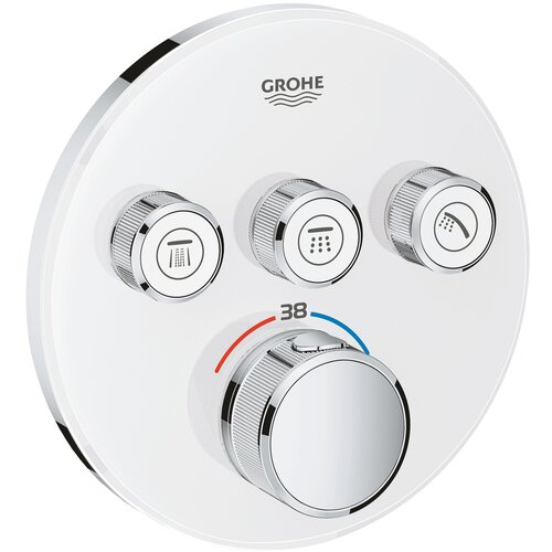 Внешняя часть термостата для душа GROHE Grohtherm SmartControl на 3 потребителя, круглая, белая луна (29904LS0)