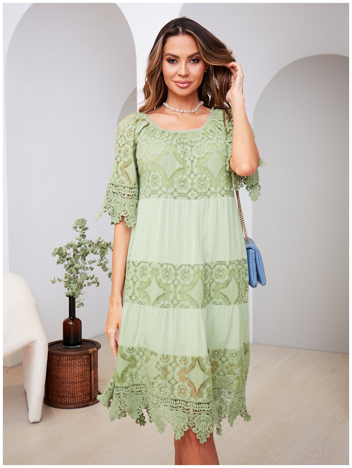 Платье NOAL, размер 48-52, зеленый