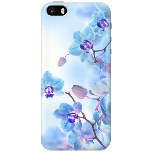 фото Gosso ультратонкий силиконовый чехол-накладка для apple iphone se / 5s / 5 с принтом "голубые орхидеи"