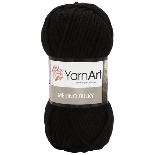 Пряжа для вязания YarnArt 'Merino Bulky' 100 г, 100 м (30% шерсть, 70% акрил) (585 черный), 5 мотков