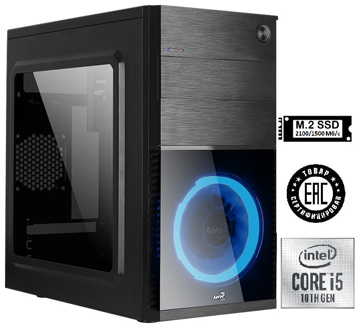   Stuviale Home SH-Intel Core i5-10400F/H510/DDR4 16Gb/SSD 500Gb/GT 1030 2Gb/ Aerocool CS-105-Black